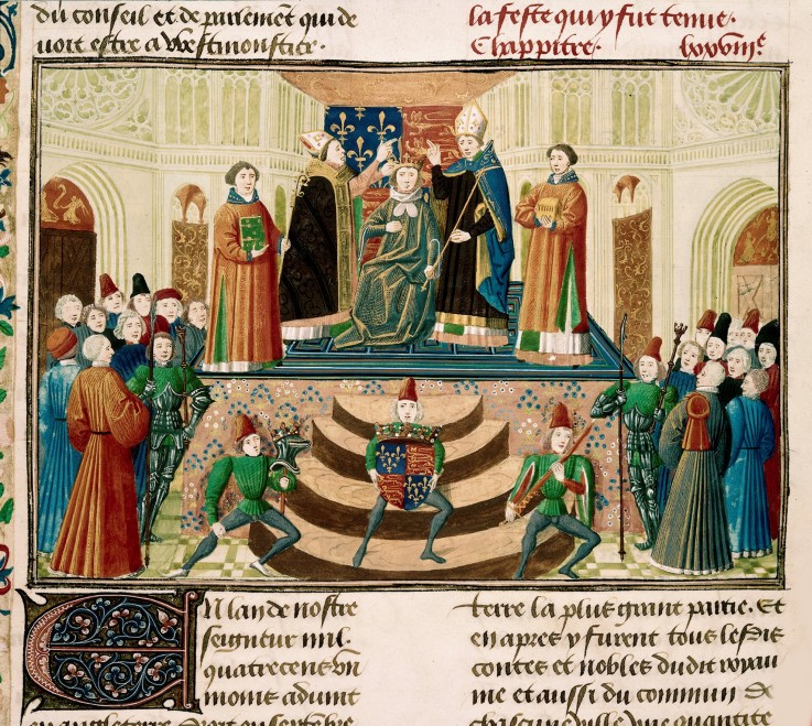 The Coronation of Henry IV of England (Detail of a miniature from the Grandes Chroniques de France b a Unbekannter Künstler
