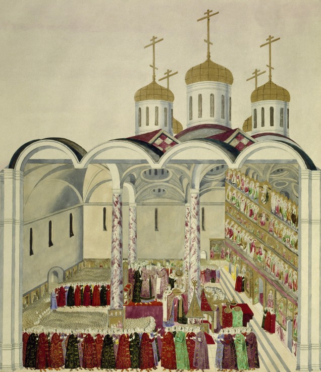 The Coronation of the Tsar Mikhail Feodorovich (Michael I)  in the Moscow Kremlin on 11th July 1613 a Unbekannter Künstler