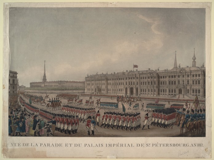 The parade in front of the Winter Palace in St. Petersburg on 1812 a Unbekannter Künstler