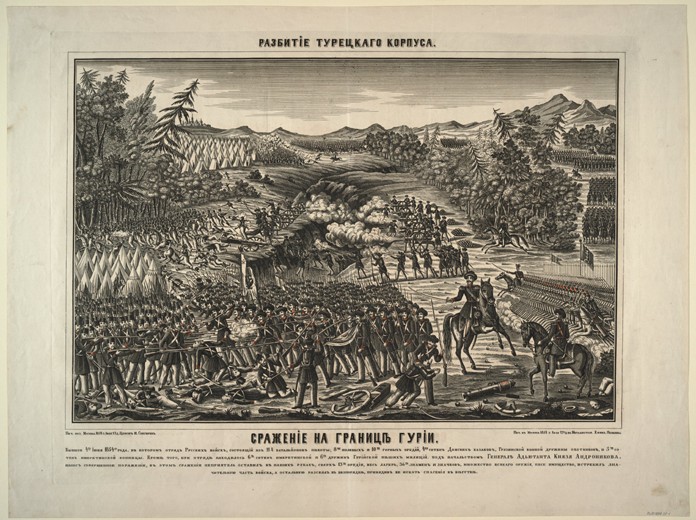 The Battle at the Choloki River, at the border of Guria on June 4, 1854 a Unbekannter Künstler