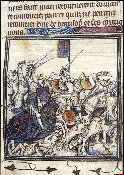 Crusaders and Saracen Fighting during the Third Crusade (From the Chroniques de France ou de St Deni a Unbekannter Künstler