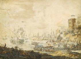 The naval Battle of Chesma on 5 July 1770