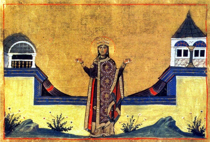 Theophano Martiniake (Miniature from the Menologion of Basil II) a Unbekannter Künstler