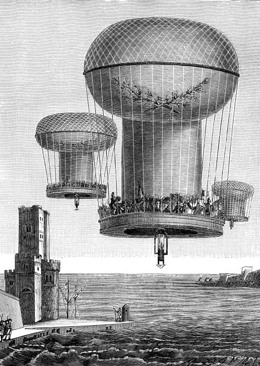 Fantastic air balloon project for the French troops transportation to England a Unbekannter Künstler