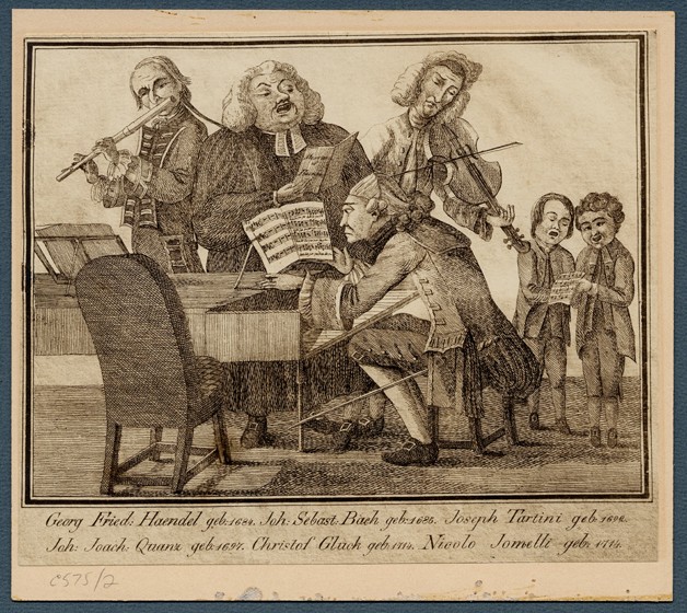 Georg Friedrich Haendel, Johann Sebastian Bach, Giuseppe Tartini, Johann Joachim Quantz, Christoph W a Unbekannter Künstler