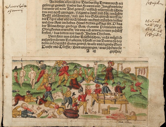 Russian atrocities in Livonia in 1578. From Johann Jakob Wick's Sammlung von Nachrichten... a Unbekannter Künstler