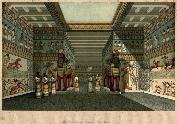The Hall of an Assyrian Palace Restored (From "The Nineveh Court in the Crystal Palace" by Austen He a Unbekannter Künstler