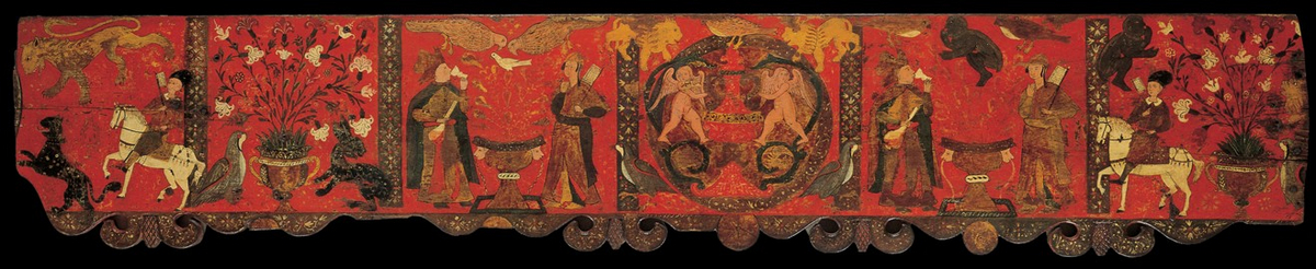Section of wood panelling with decorative painting a Unbekannter Künstler