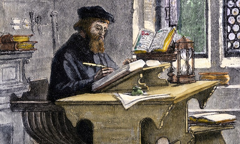 John Wycliffe at work a Unbekannter Künstler