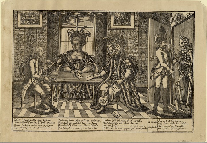 Joseph II, Catherine the Great and Sultan Abdul Hamid I playing cards a Unbekannter Künstler