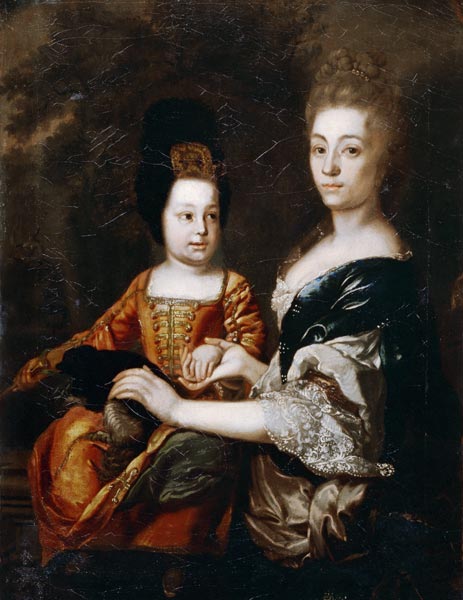 Portrait of the Tsar of Russia Ivan VI Antonovich (1740-1764) with lady-in-waiting Julia von Mengden a Unbekannter Künstler