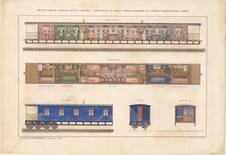 Imperial saloon carriage, Nikolayevsky railway a Unbekannter Künstler