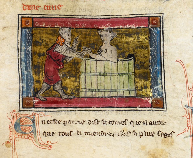 Lancelot rescuing a lady from a tub a Unbekannter Künstler