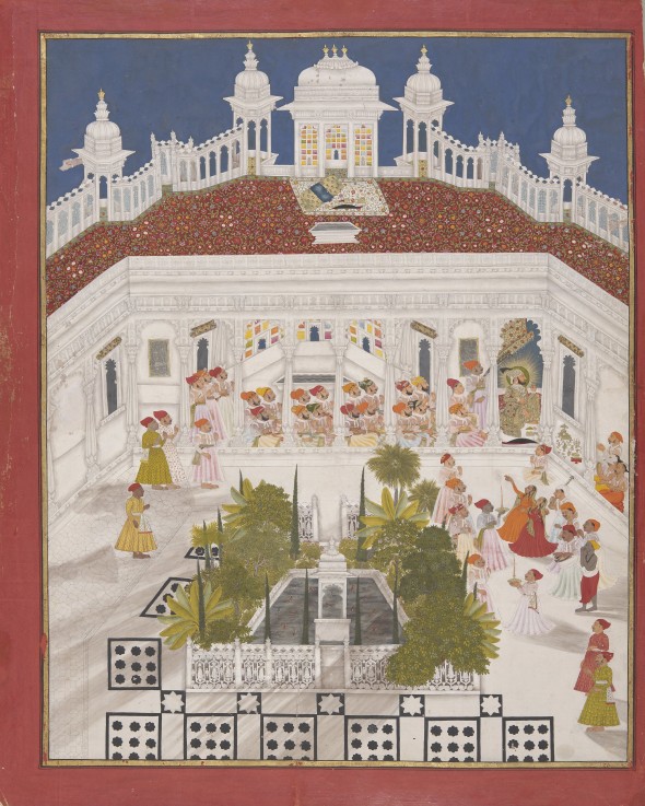 Maharana Ari Singh worshipping in his palace a Unbekannter Künstler
