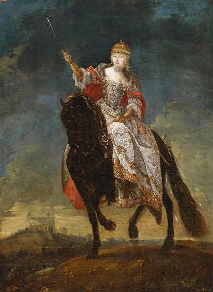 Maria Theresia as Queen of Hungary on the crowning hill of Pressburg a Unbekannter Künstler