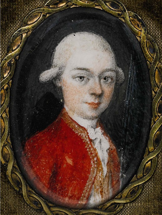 Miniature portrait of Wolfgang Amadeus Mozart (1756-1791) a Unbekannter Künstler