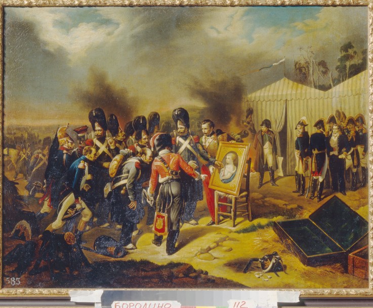 Napoleon shows the portrait of his son to the guardsmen a Unbekannter Künstler
