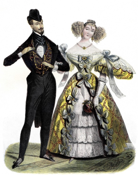 Paris ball dress from the year 1830 a Unbekannter Künstler