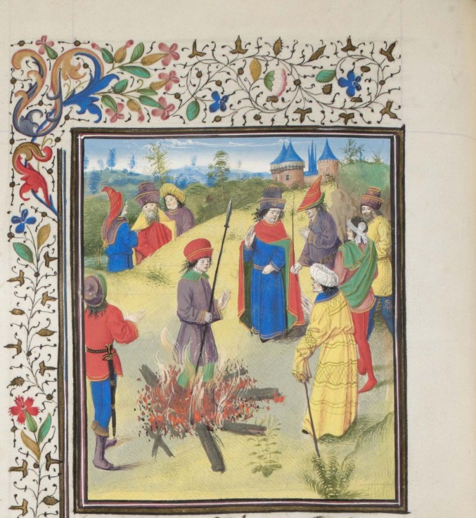 Peter Bartholomew Undergoing the Ordeal by Fire. Miniature from the "Historia" by William of Tyre a Unbekannter Künstler