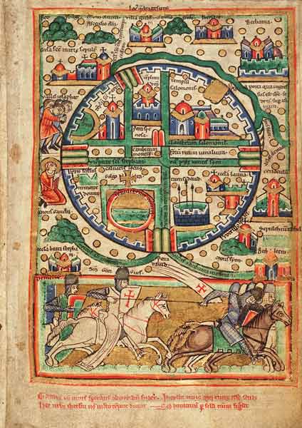 Plan of Jerusalem. Psalter fragment a Unbekannter Künstler