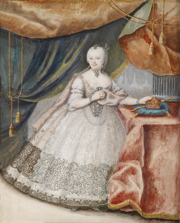 Portrait of Empress Maria Theresia of Austria (1717-1780) in Lace Long Gown a Unbekannter Künstler