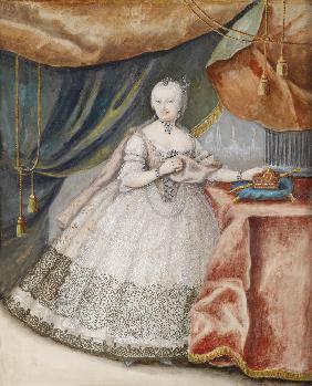 Portrait of Empress Maria Theresia of Austria (1717-1780) in Lace Long Gown