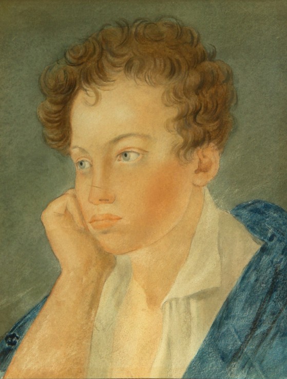 Portrait of the poet Alexander S. Pushkin (1799-1837) a Unbekannter Künstler