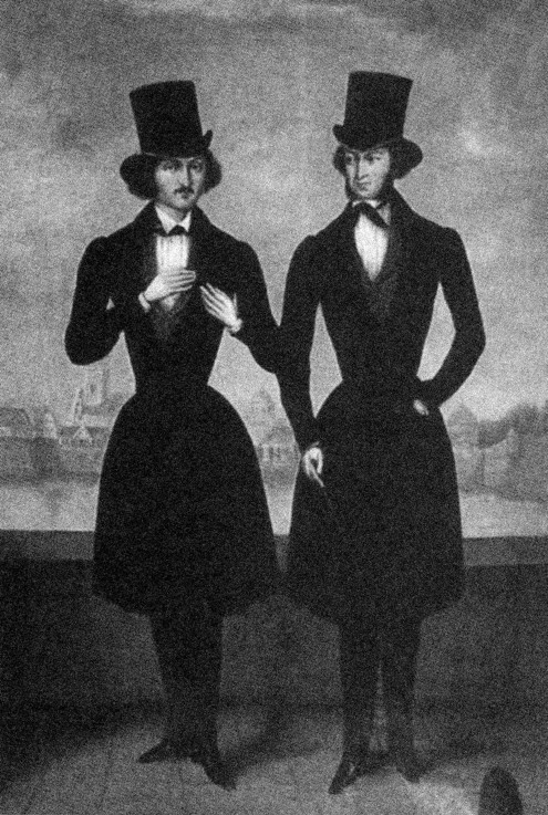 Portrait of Alexander Pushkin and Nikolai Gogol a Unbekannter Künstler