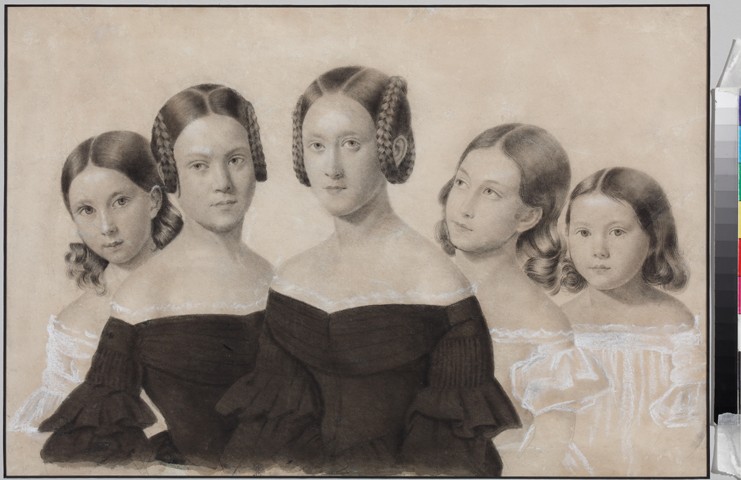 Portrait of Sisters Yelisaveta, Maria, Praskovya, Alexandra and Anna Dyakov a Unbekannter Künstler