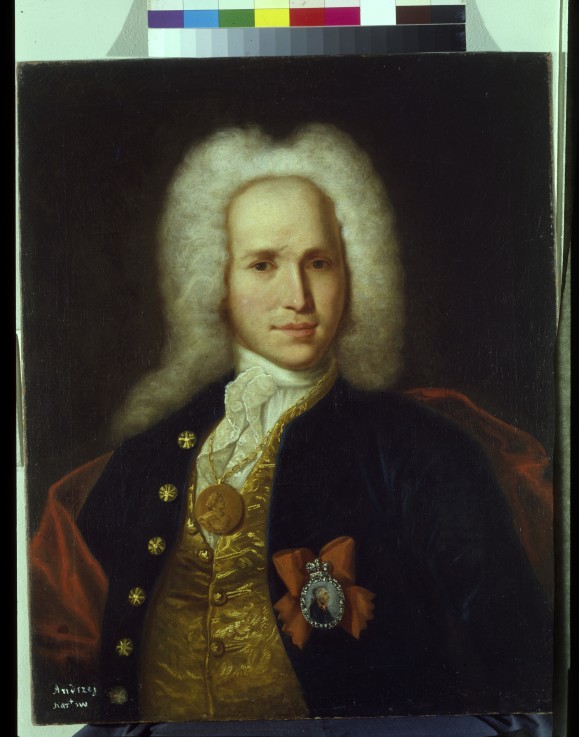 Portrait of the scientist, military engineer and inventor Andrey Nartov (1683-1756) a Unbekannter Künstler