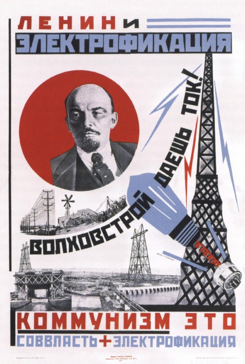 Lenin and electrification (Poster) a Unbekannter Künstler