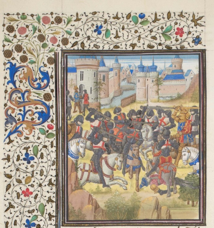 Victory of Richard the Lionheart over Philip Augustus in 1198. Miniature from the "Historia" by Will a Unbekannter Künstler