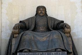 Seated statue of Chingis Khan at the Parliament Building in Ulan Bator