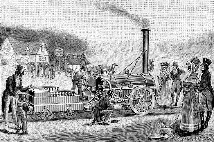 Stephenson's steam locomotive "Rocket" in 1830 a Unbekannter Künstler