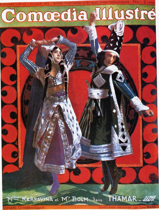 Tamara Karsavina und Adolph Bolm in Ballet Thamar. Title page of Comoedia illustré. a Unbekannter Künstler