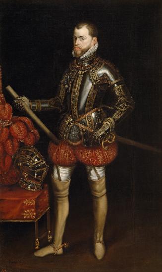 Portrait of Philip II (1527-1598) in armour from the battle of Saint Quentin