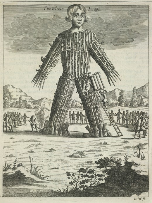 Wicker man (from Britannia Antiqua Illustrata by Aylett Sammes) a Unbekannter Künstler