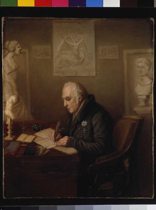 Wilhelm von Humboldt (1767-1853) in seinem Arbeitszimmer in Schloss Tegel. a Unbekannter Künstler