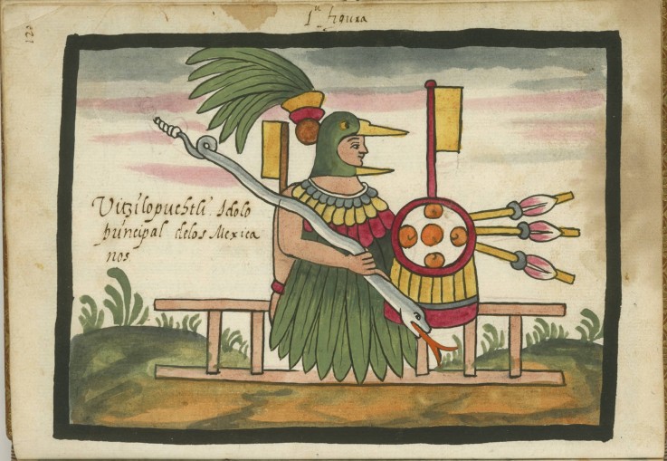 Xiuhtecuhtli, Aztec god of fire, day and heat. From the Ramírez Codex (The Tovar Codex) a Unbekannter Künstler