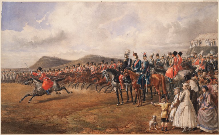 Tsar Alexander II reviewing troops a Unbekannter Künstler