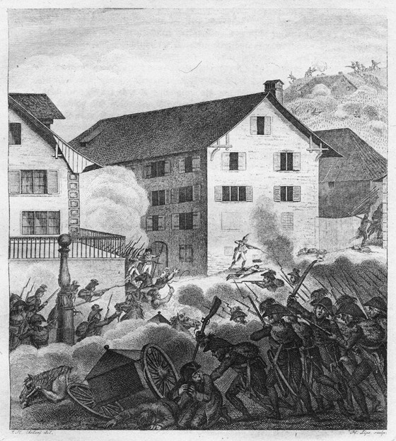 Second Battle of Zurich, Fighting scene at the Central a Unbekannter Künstler