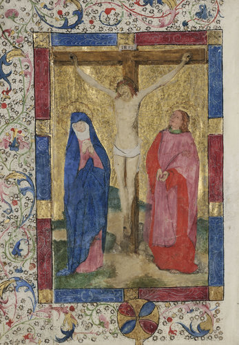 Kanonblatt mit Kreuzigung Christi, aus einer Missale a Unbekannter Meister
