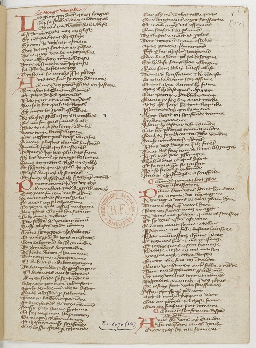 Ménagier de Paris, a manuscript page a Unbekannter Meister