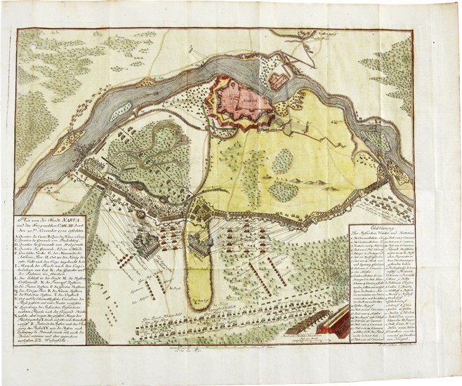 Map of the Battle at Narva a Unbekannter Meister