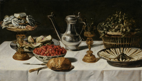 Stillleben (gedeckter Tisch mit Kanne und Pokal) a Unbekannter Meister