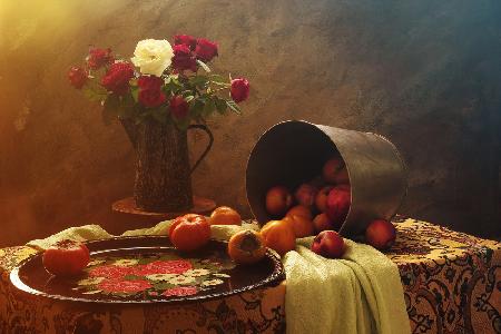 Still Life With Roses and Fruits