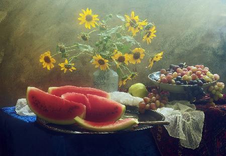 Still Life with Watermelon and Grapes