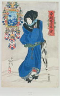 Japanese Woman in the Snow (colour woodblock print) a Utagawa Kunisada