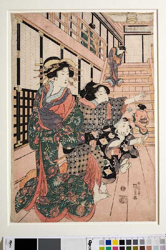 Kurtisanen, ihre Dienerinnen und Schülerinnen spielen Blindekuh a Utagawa Kunisada