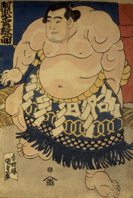 The sumo wrestler Abumatsu Rokunosuke, c.1835 (oban size, colour woodblock print) a Utagawa Kunisada